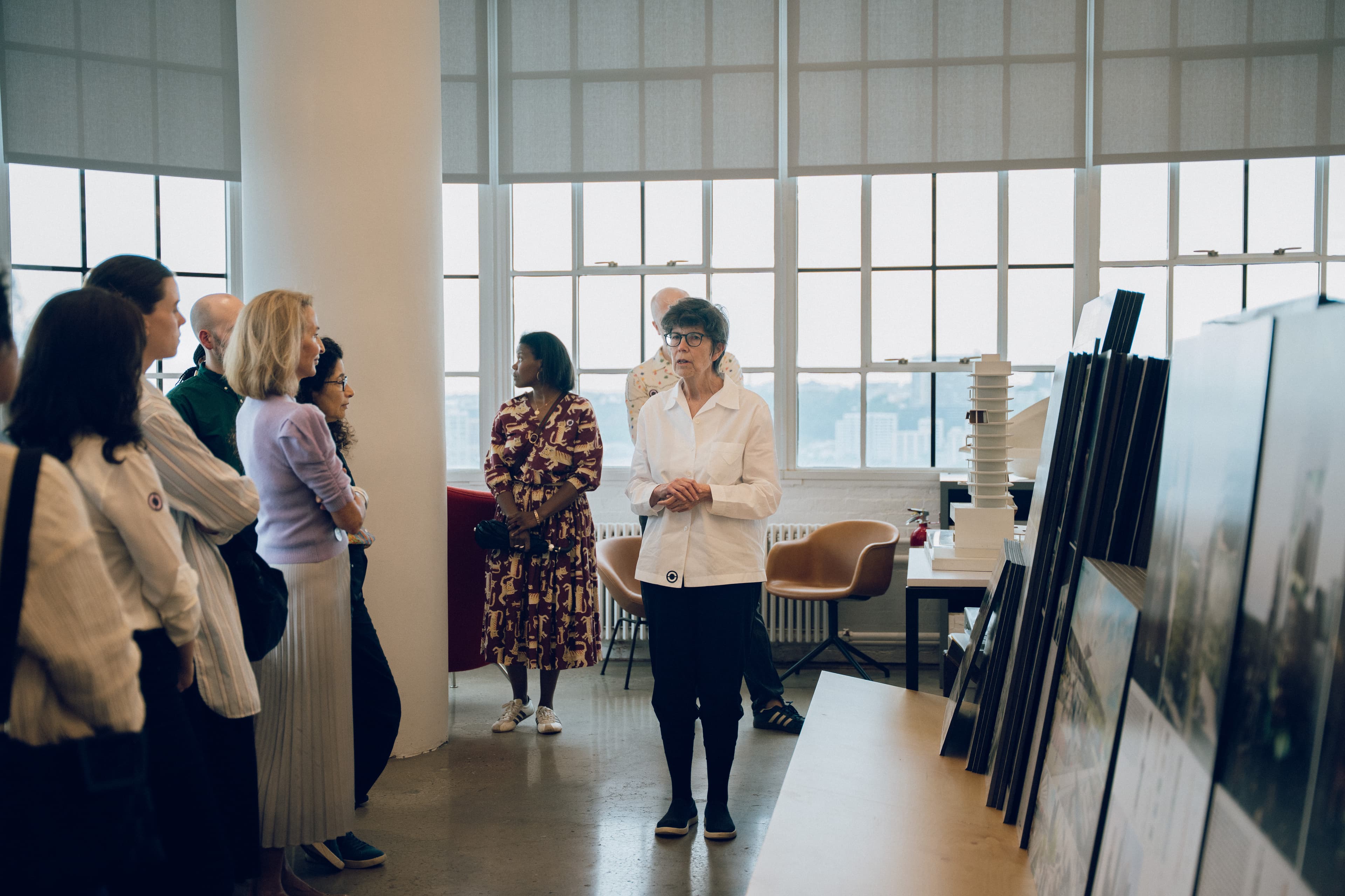 Elizabeth Diller with The World Around Circle Members at Diller Scofidio + Renfro (DS+R) studio in New York, NY