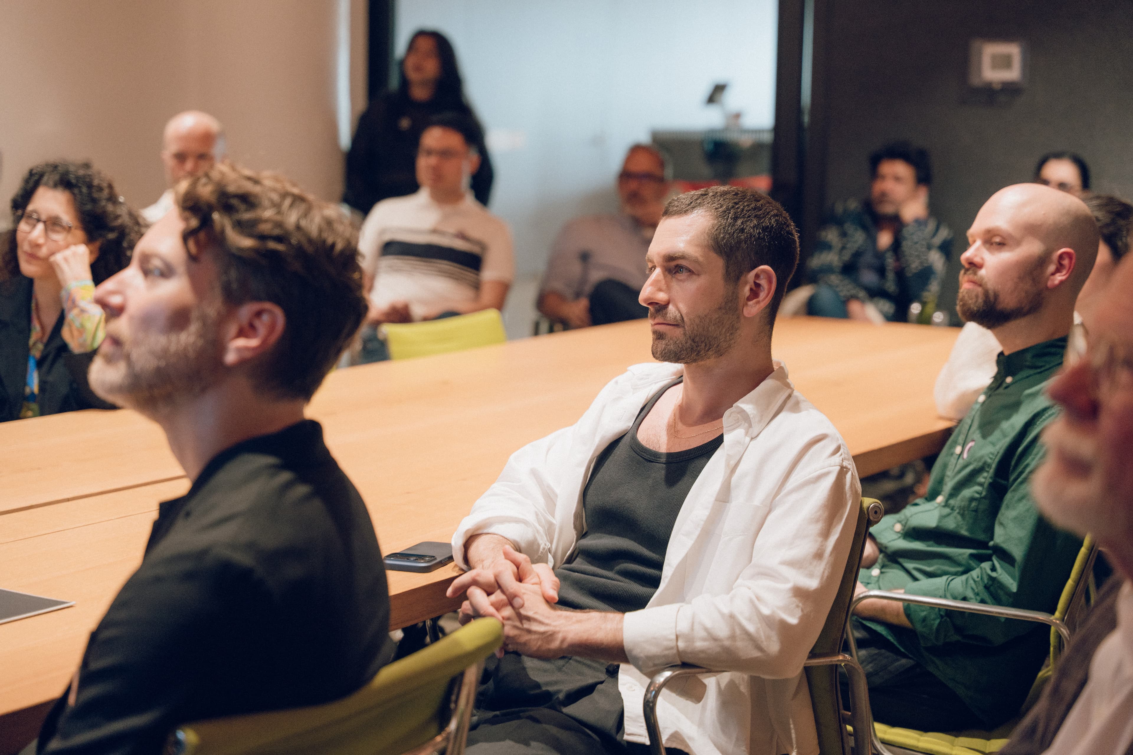 Everett Hollander, Partner at BCCM (Billy Clark Creative Management) during the DS+R studio visit.